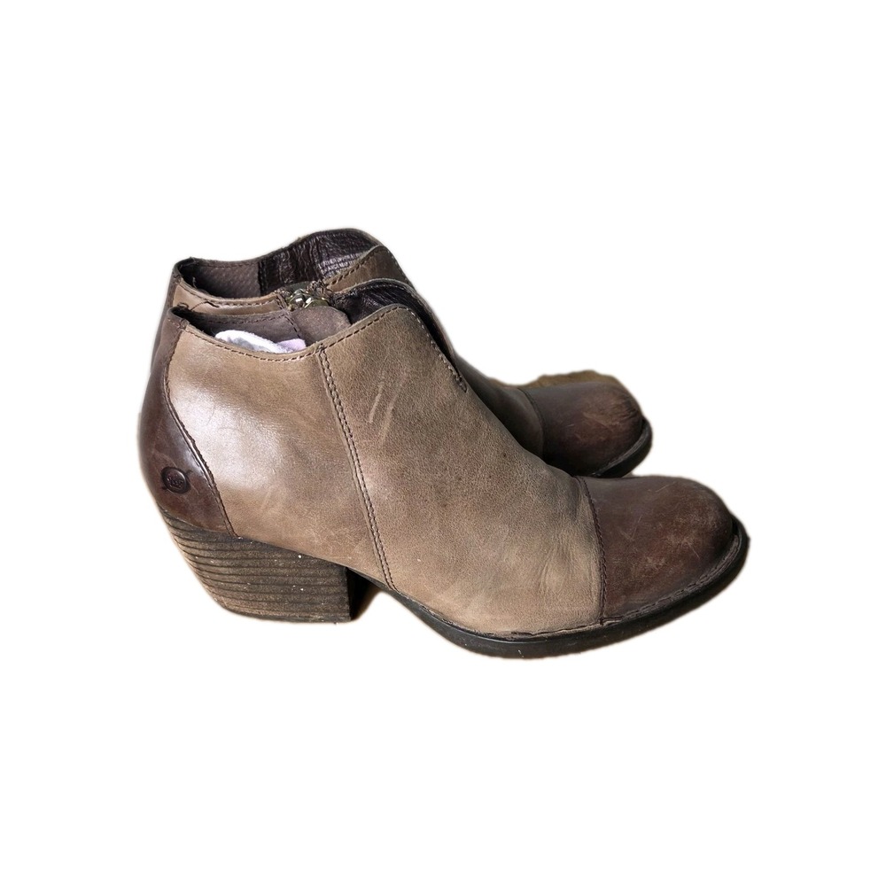 Born Size 9 M Brown Leather 2 Tone Zip Ankle Retro Boots Bootie Brogue Victorian - Picture 3 of 11